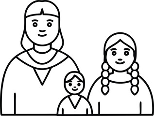 Joyful Traditional Asian Family Vector Art Showcasing Togetherness
