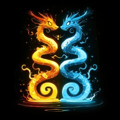 Fototapeta premium Fire and Water Dragons