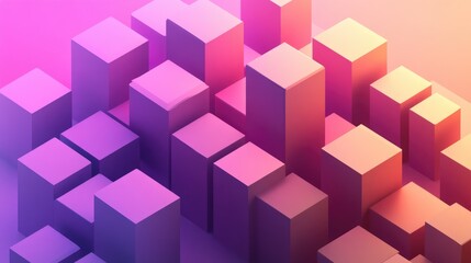 Abstract 3D geometric shapes in a gradient color palette.