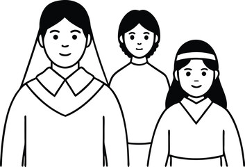 Family in Traditional Cultural Clothing Vector Illustration for Kids Fun
