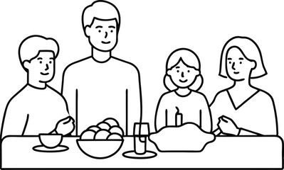 Thanksgiving Family Gathering Vector Art for Cherished Holiday Memories
