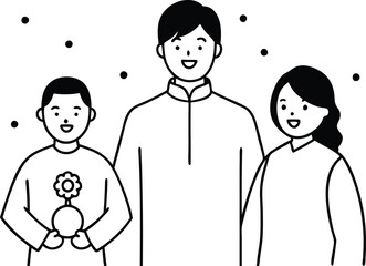 Lunar New Year Family Celebration Vector Illustration for Kids
