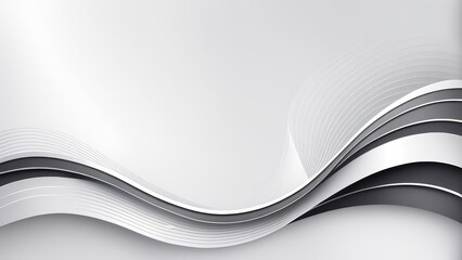 Abstract design featuring smooth silver waves on a white background, suitable for modern presentations.