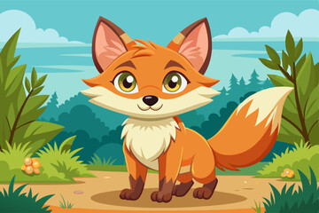 Obraz premium cute cartoon red fox