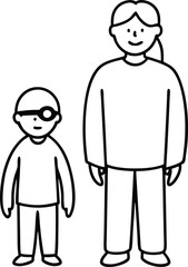 Together We Shine Child with Visually Impaired Parent Vector Artwork
