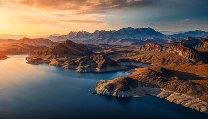 Fototapeta premium Lake Mead, Lake Mohave at Lake Mead National Recreation Area, Bullhead Nevada, Lake in a Desert