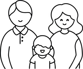 Family Love Child with Parents Vector Art for Kids Coloring and Creativity





