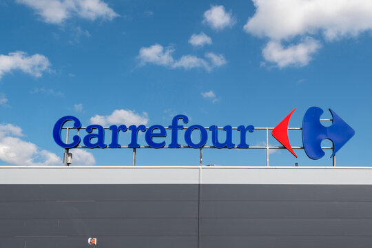 Chojnice, Poland - August 3, 2024: Carrefour