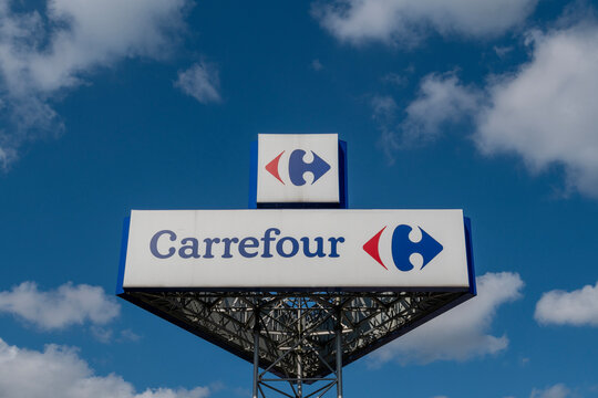 Chojnice, Poland - August 3, 2024: Carrefour