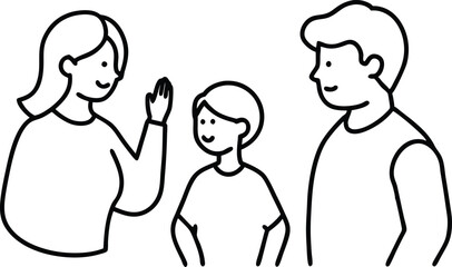 Family Connections Child with Hearing Impaired Parents Vector Design
