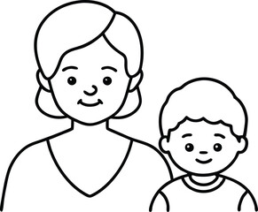 Love and Laughter Child with Grandmother Vector Drawing for Kids
