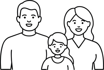 Beautiful Family Scene Parents with Child Vector Art
