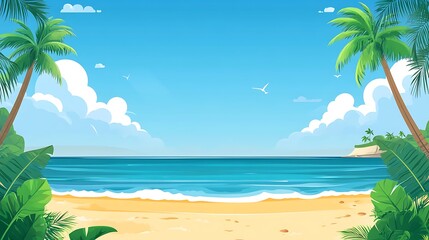 2d flat design vector illustration of beach
