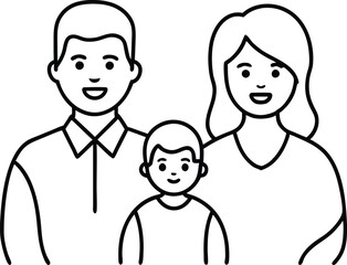 Loving Parents and Child Vector Art Family Fun Illustration
