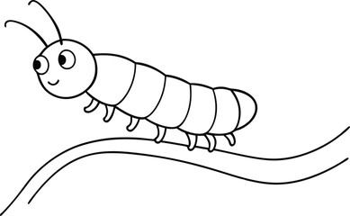 Cute Caterpillar on a Branch Vector Art for Kids Coloring Adventure
