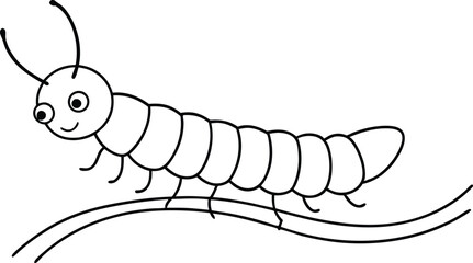 Caterpillar Crawling on a Branch Vector Illustration for Kids Coloring Fun

