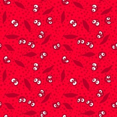 Halloween fruit monsters seamless cherry pattern for fabrics and linens