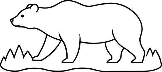 Vector Illustration of a Bear Walking Through a Meadow for Kids to Color
