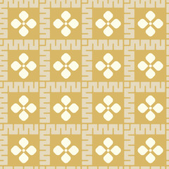 Goldenrod Yellow Ornate Geometric Flower Grid Seamless Vector Repeat Pattern