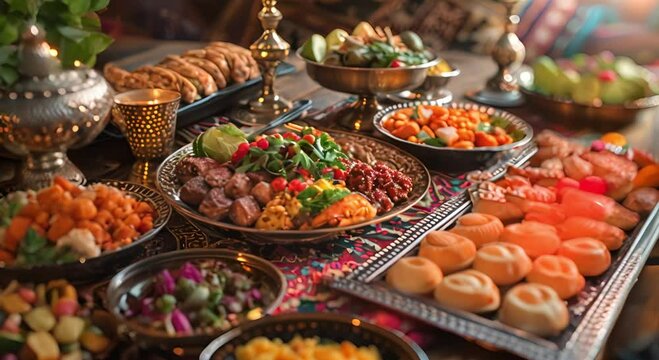 Table top Display with Various Objects Arabic Food