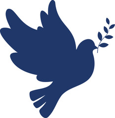 Peace dove in flight flat blue icon logo design on transparent background. Symbol of peace and freedom, anti war emblem	
