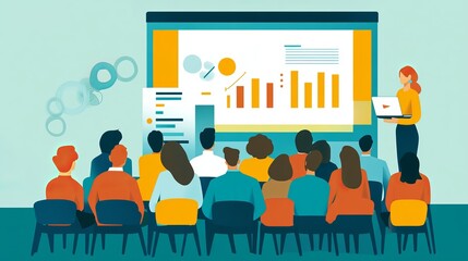 An icon representing a presentation training session. It could be used for teaching or training purposes.