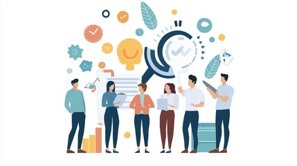 Businesses need a plan to succeed. Teams work together to understand their competitors. They use a strategy to achieve their goals. This image shows a simple design for business training.