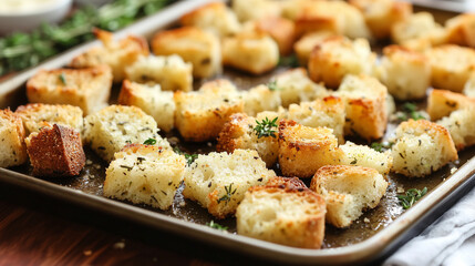 Homemade Garlic Butter Herb Croutons 