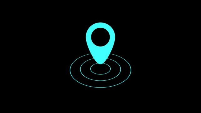 Cyan blue color location animation. GPS icon vector logo design. Map pointer icon.