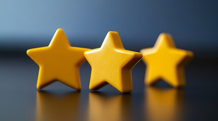 Obraz premium Three yellow stars, drawn in a 3D style.