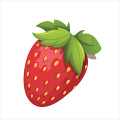 Strawberry flat vector illustration on white background.