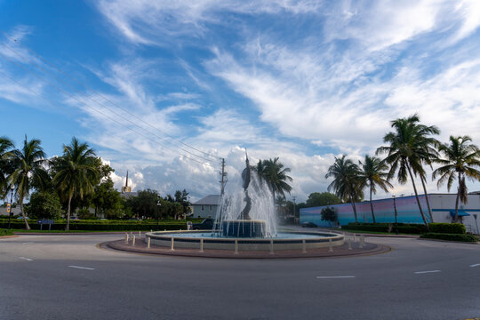 The Sailfish Fountain in the centre of Stuart, Florida, USA