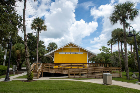 The historic 1915 FEC Train Depot in Jupiter, Florida, USA