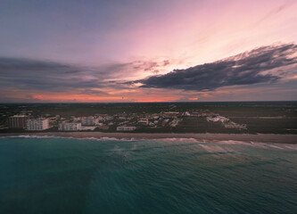 A colourful sunrise over Juno Beach, Florida, USA