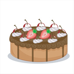 cake with cherry and strawberry