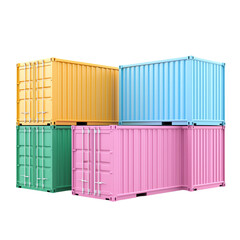 Fototapeta premium Colorful shipping containers stacked on top of each other, white isolate background. transparent background