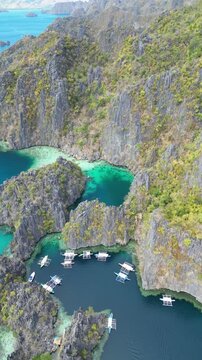 aerial view of the twin lagoon in coron palawan philippines