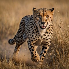 Cheetah in Full Sprint During a High-Speed Chase