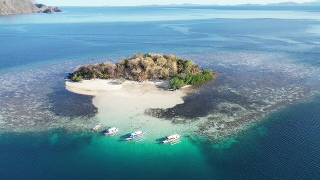 aerial view of boats in the philippines coron palawan