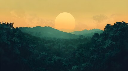 Obraz premium Captivating sunset view over rolling hills wallpaper image