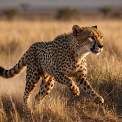 Cheetah in Full Sprint During a High-Speed Chase