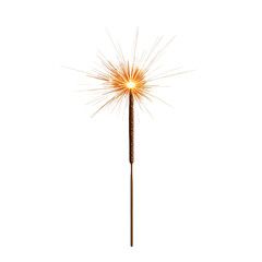 Sparkler emitting bright light against a dark background. transparent background