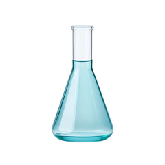 Laboratory flask filled with blue liquid, isolated on white background. transparent background
