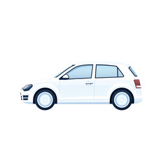 Obraz premium White compact car, side view, isolated on white background. transparent background