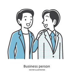 立ち話をする男性の会社員のイラスト