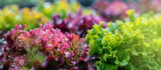Red Coral Lettuce Salad Growing Garden Hydroponic Farm Salad Plants On Water Without Soil Agriculture In The Greenhouse Organic For Health