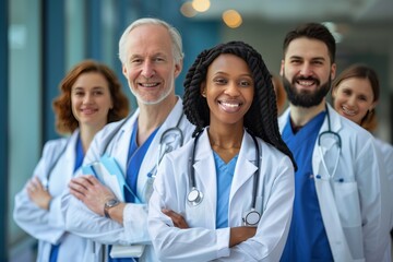 Fototapeta premium A group of doctors are smiling for the camera, generative ai image