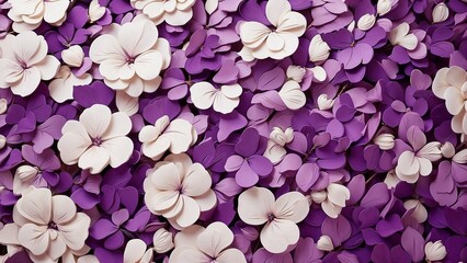 Fototapeta premium Violet and white close up of beautiful flowers, close up background