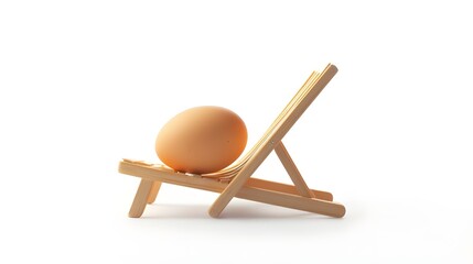 Lonely egg placed on a beach chair image