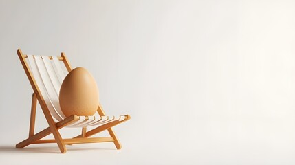 Egg laying on summer beach chair isolated image